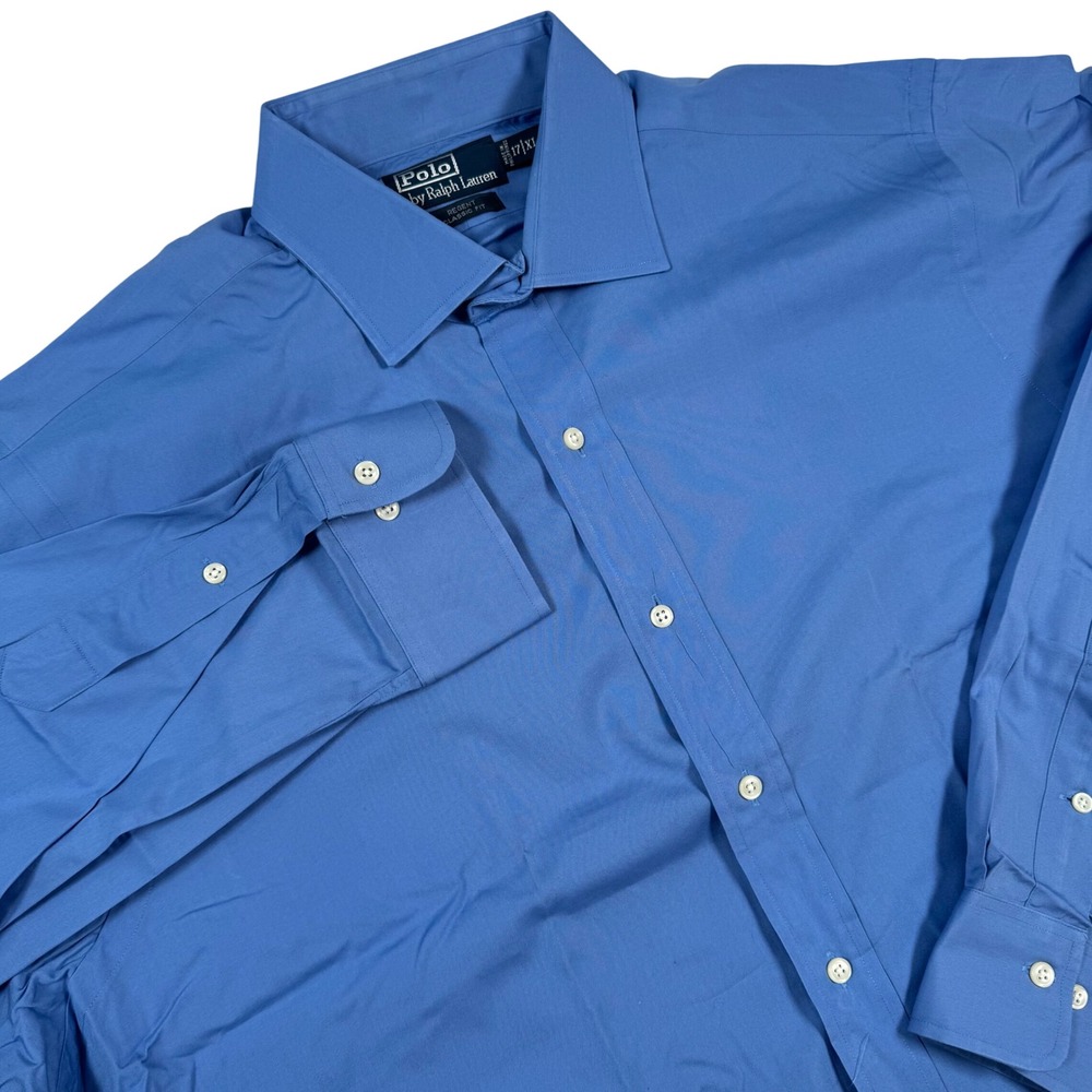 VTG Polo Ralph Lauren Dress Shirt Men 17/XL Blue Regent Classic Fit Long Sleeve